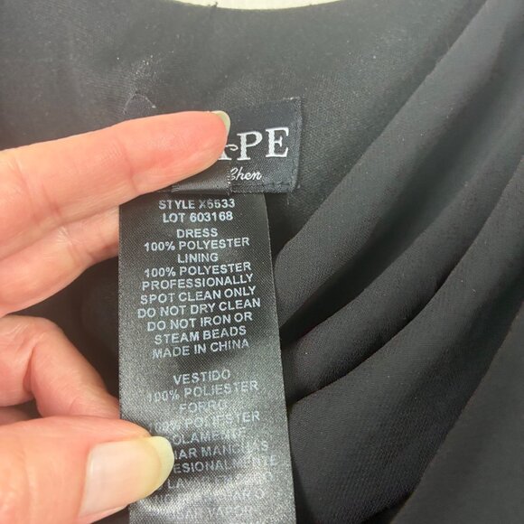 VTG 90s Xscape by Joanna Chen Off the Shoulder Dress Black Sz 14 Whimsigoth - Picture 7 of 8